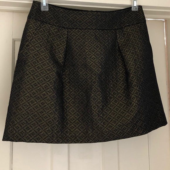 Loft Black/Gold Metallic Jacquard A-Line Skirt - Picture 4 of 6